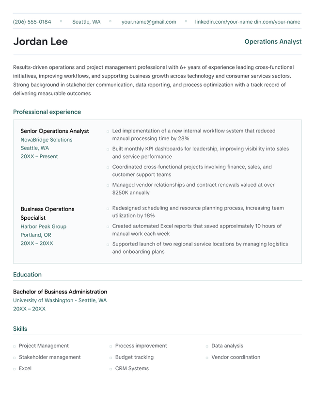 Tempus resume template in green color