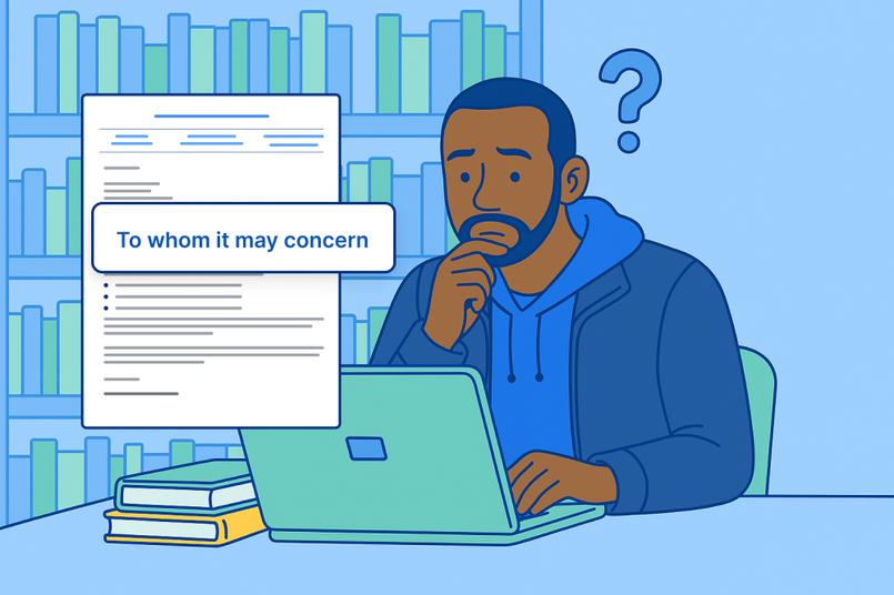 A person wondering whether to include the phrase "To whom it may concern" in their cover letter.