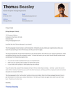 The Top picture cover letter template in blue with a large header