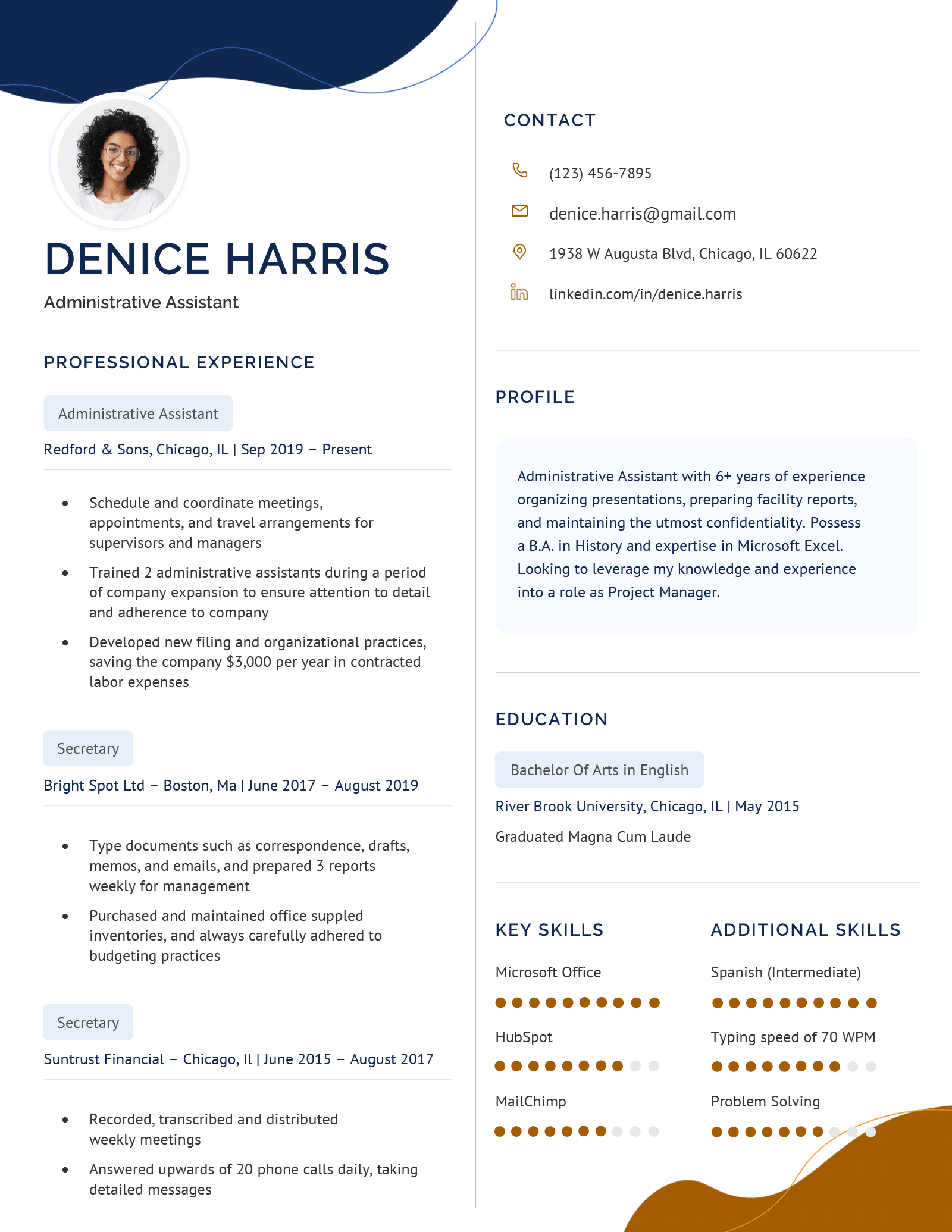 Example of colors for a resume that are professional and understated.