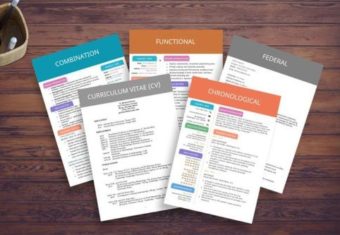 Infographic displaying the main types of resumes used by job seekers.