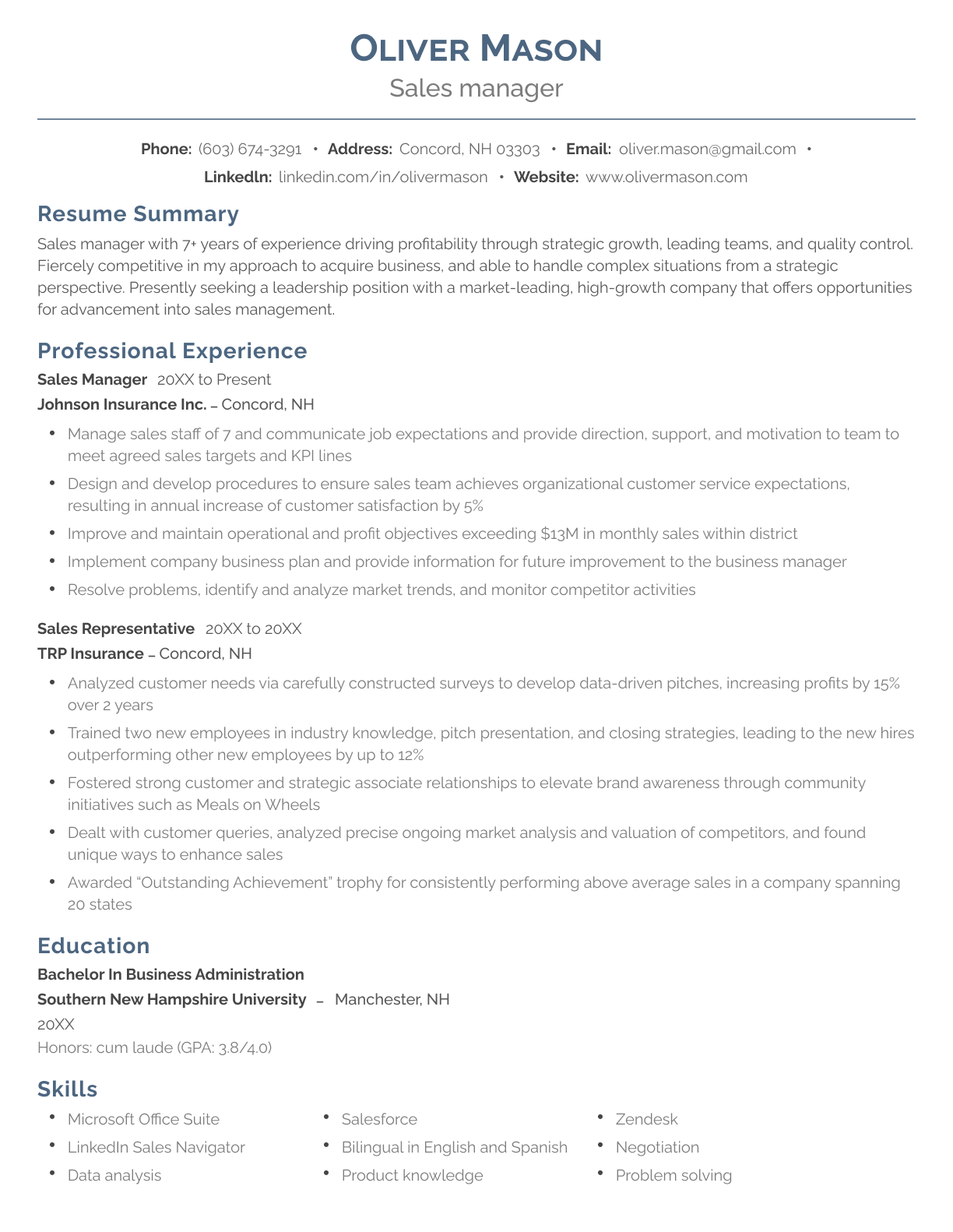 Vanguard CV template in dark blue