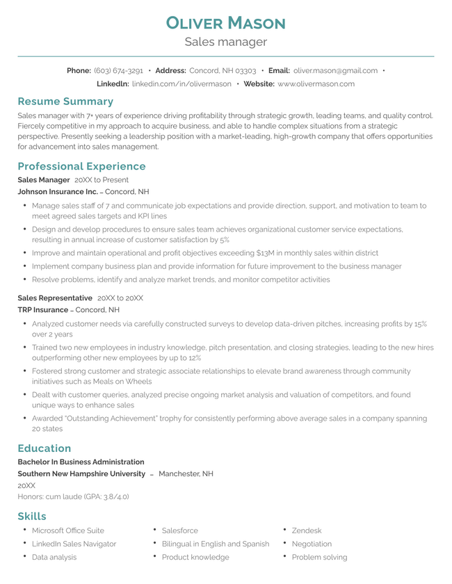 Vanguard CV template in green