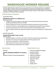 Warehouse Worker Resume Example Expert Writing Tips