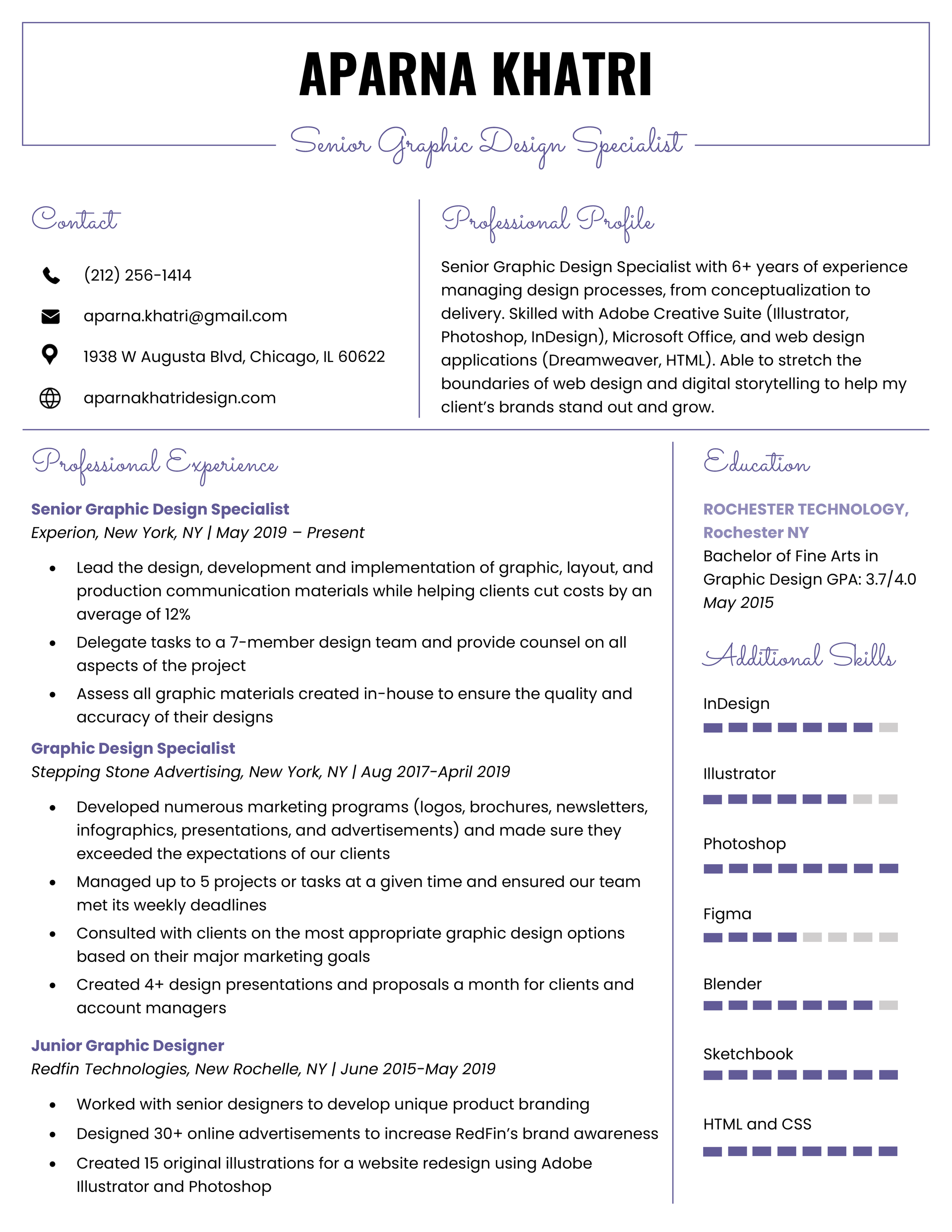Westminster Creative Resume Template, Violet Color