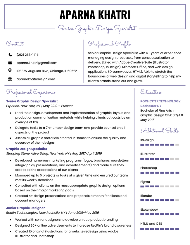 Westminster Creative Resume Template, Violet Color