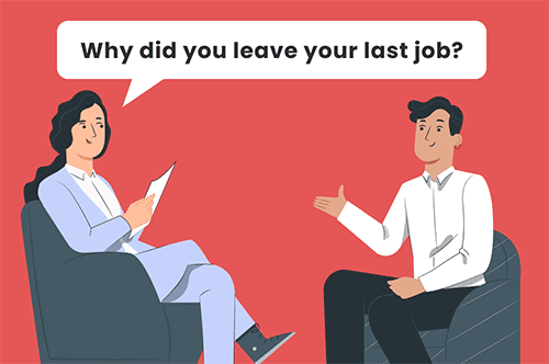 an image of an interviewer asking a candidate why they left their last job
