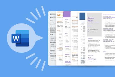 A graphic showing a variety of resume templates for Microsoft Word.