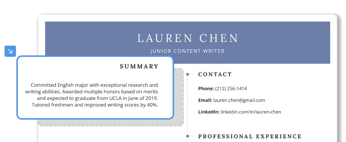 An example of a strong resume summary with no experience