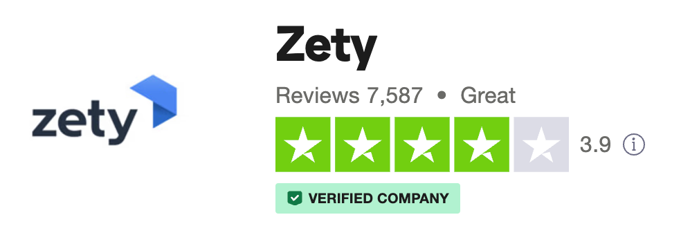 A screenshot of the breakdown of one-to-five-star Zety reviews on Trustpilot