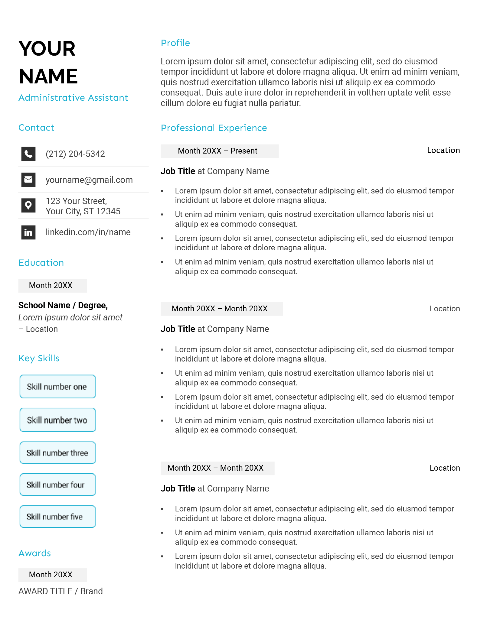 The &quot;Cascade&quot; resume template for Google Docs